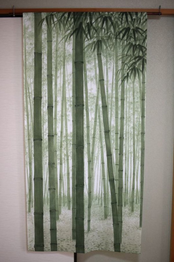 Photo1: Noren CSMO Japanese door curtain bamboo green 85 x 170cm