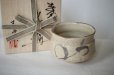 Photo1: Mino yaki ware Japanese tea bowl Shino harukusa kibo chawan Matcha Green Tea  (1)