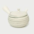 Photo1: Tokoname yaki ware Japanese tea pot Tosen white marble ceramic tea strainer 250ml (1)