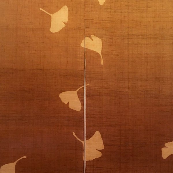 Photo2: Noren Mitsuru Japanese linen door curtain Kakishibu ginkgo 88 x 150cm