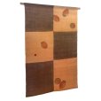 Photo1: Noren Mitsuru Japanese linen door curtain Kakishibu ichimatsu kaki 88 x 150cm (1)