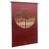 Noren Mitsuru Japanese linen door curtain Bengarazome koshi maple 88 x 150cm