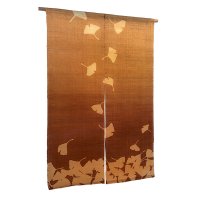 Noren Mitsuru Japanese linen door curtain Kakishibu ginkgo 88 x 150cm