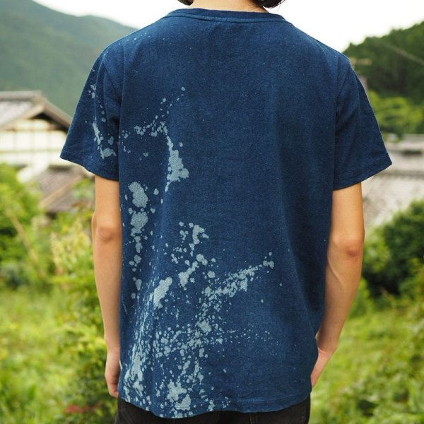 Photo2: Natural and Hand dyes Mitsuru unisexed T-shirt made in Japan Namishibuki navy-blue