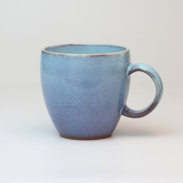 Photo1: Hagi yaki ware Japanese pottery mug coffee cup megumi blue 340ml