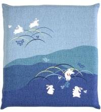 Japanese floor pillow cushion cover zabuton cotton meisen rabbit 55 x 59cm