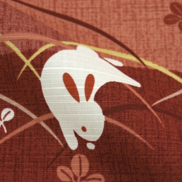 Photo5: Japanese floor pillow cushion cover zabuton cotton meisen rabbit 55 x 59cm
