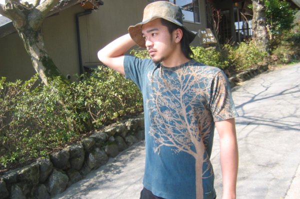 Photo1: Natural and Hand dyes Mitsuru unisexed T-shirt made in Japan tree indigo tanning