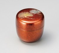 Tea Caddy Japanese Natsume Echizen Urushi lacquer Matcha container fan pine