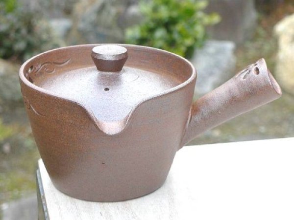 Photo6: Kiyomizu Kyoto kumagai pottery tea pot kyusu flower hana sukashi 230ml