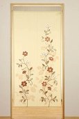Photo1: Noren Japanese Curtain Doorway NM SD enbu flowers 85 x 150 cm (1)