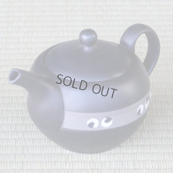 Photo2: Tokoname Japanese tea pot Tosei ceramic tea strainer maru black 290ml