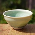 Photo3: Kiyomizu porcelain Japanese sake guinomi crystal-glaze green set of 2