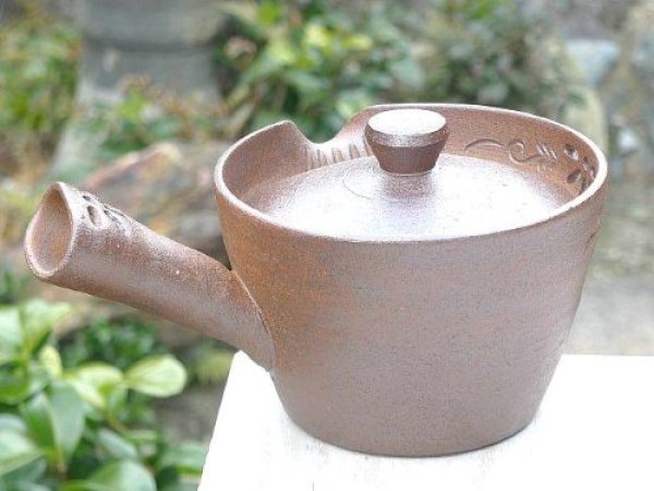 Photo3: Kiyomizu Kyoto kumagai pottery tea pot kyusu flower hana sukashi 230ml