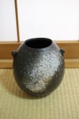 Photo1: Shigaraki Japanese pottery Vase tsuchi mimitsukiyohen H 19.5cm (1)