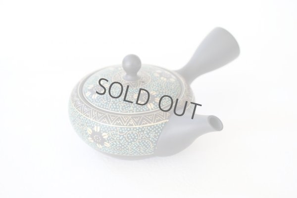 Photo7: Tokoname Japanese tea pot kyusu YT Shohou aochibu blue gold 260ml