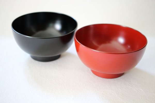 Photo1: Japanese Echizen Urushi lacquer soup bowl wan meotoshiruwan D12.1cm set of 2