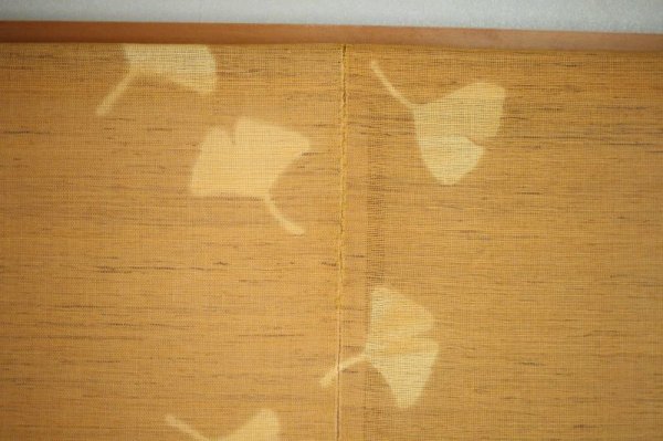 Photo5: Noren Mitsuru Japanese linen door curtain Kakishibu ginkgo 88 x 150cm