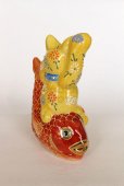 Photo10: Japanese Lucky Cat Kutani yaki ware Porcelain Maneki Neko Kinsai Yellow mori