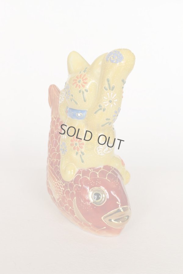 Photo10: Japanese Lucky Cat Kutani yaki ware Porcelain Maneki Neko Kinsai Yellow mori