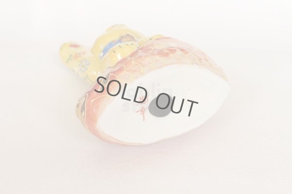 Photo4: Japanese Lucky Cat Kutani yaki ware Porcelain Maneki Neko Kinsai Yellow mori