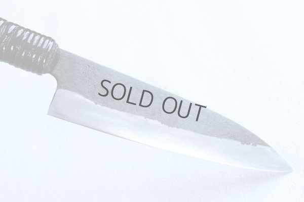 Photo4: Shokei Funaki Kurouchi white 2 steel Lacquer wisteria string cord handle Chef Gyuto 178mm