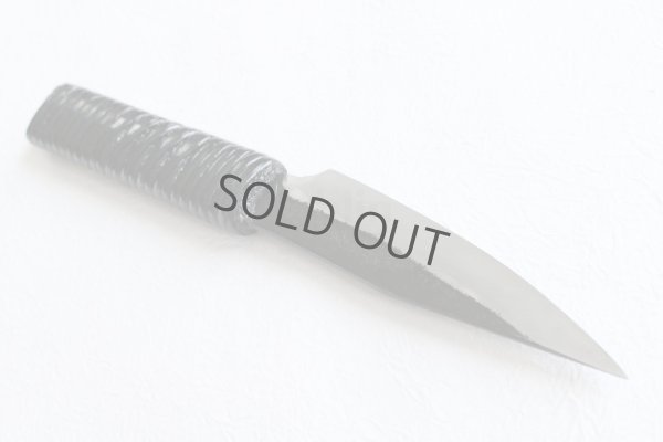 Photo9: Shokei Funaki Kurouchi white 2 steel Lacquer wisteria string cord handle Tanto Fixed Blade Knife 95mm