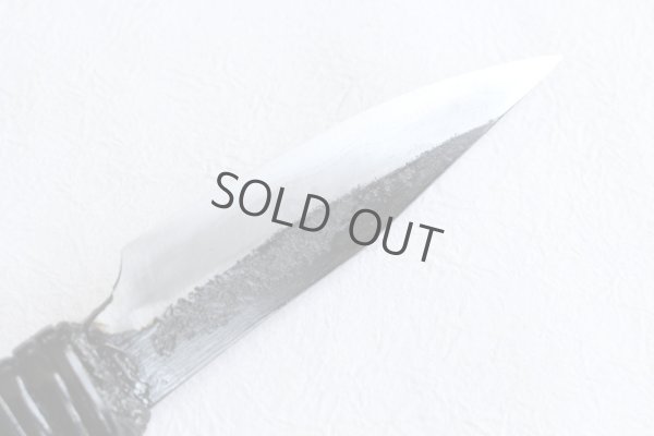 Photo4: Shokei Funaki Kurouchi white 2 steel Lacquer wisteria string cord handle Tanto Fixed Blade Knife 95mm