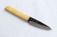 Photo1: Shokei Funaki Kurouchi white 2 steel Lacquer wisteria string cord handle Tanto Fixed Blade Knife 65mm (1)
