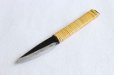 Photo8: Shokei Funaki Kurouchi white 2 steel Lacquer wisteria string cord handle Tanto Fixed Blade Knife 65mm