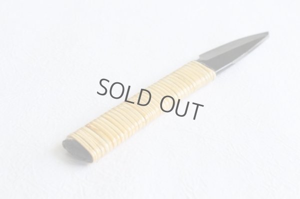 Photo6: Shokei Funaki Kurouchi white 2 steel Lacquer wisteria string cord handle Tanto Fixed Blade Knife 65mm