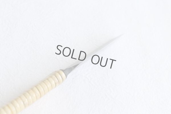 Photo4: Shokei Funaki Kurouchi white 2 steel Lacquer wisteria string cord handle Tanto Fixed Blade Knife 65mm