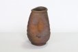 Photo4: Shigaraki pottery MG Japanese wall-hanging vase yohen wide mouth H12cm