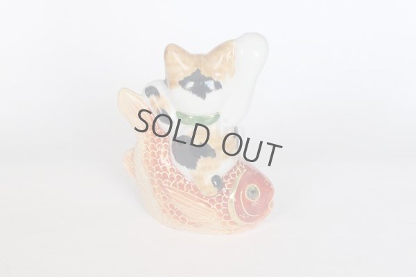 Photo9: Japanese Lucky Cat Kutani Porcelain Maneki Neko porgy Tai nori kenaga H15.5cm