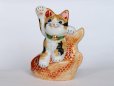 Photo6: Japanese Lucky Cat Kutani Porcelain Maneki Neko porgy Tai nori kenaga H15.5cm (6)