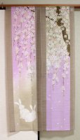 Photo11: Noren Japanese Curtain Doorway NM SD rabbit sakura cherry 85 x 150 cm