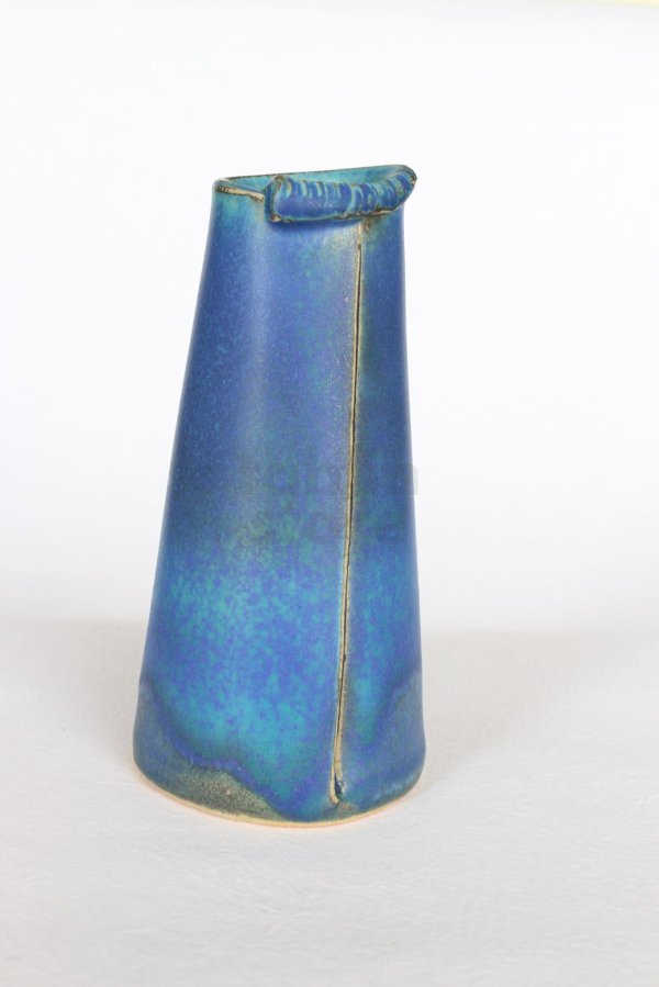 Photo2: Shigaraki Japanese pottery Vase small Turkeyblue H 15cm 