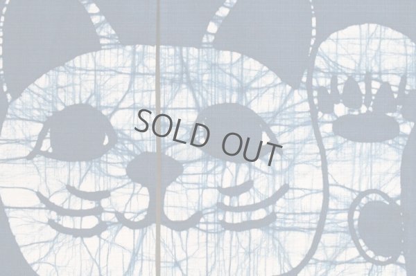 Photo9: Kyoto Noren SB Japanese batik door curtain Manekineko LuckyCat blue 85cm x 150cm