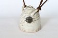 Photo3: Shigaraki pottery Japanese small vase white glaze wood handle maru H 75mm