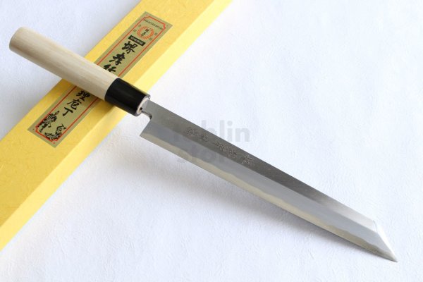 Photo1: SAKAI TAKAYUKI Japanese knife Tokujou Yasuki white-2 steel Kiritsuke kengata sashimi