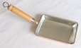 Photo1: Japanese copper rolled egg making pan Tanabe wooden handle 12 x 15 cm (1)