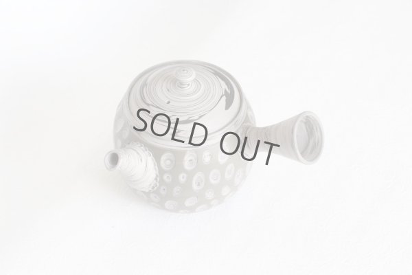 Photo9: Tokoname Japanese tea pot kyusu Kenji nerikomi gray clay 320ml