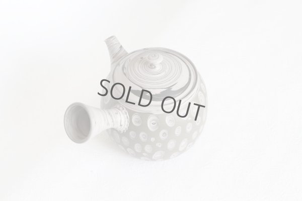 Photo8: Tokoname Japanese tea pot kyusu Kenji nerikomi gray clay 320ml