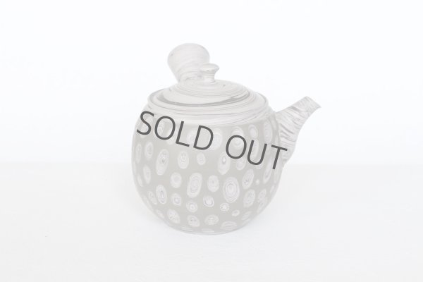 Photo5: Tokoname Japanese tea pot kyusu Kenji nerikomi gray clay 320ml