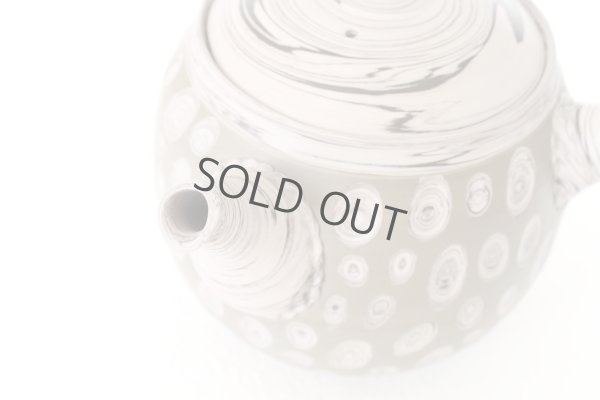 Photo3: Tokoname Japanese tea pot kyusu Kenji nerikomi gray clay 320ml