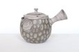 Photo2: Tokoname Japanese tea pot kyusu Kenji nerikomi gray clay 320ml (2)