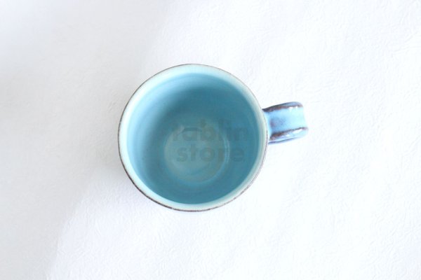 Photo2: Hagi yaki ware Japanese pottery mug coffee cup megumi blue 340ml