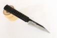 Photo13: Shokei Funaki Kurouchi white 2 steel Lacquer wisteria string cord handle Tanto Fixed Blade Knife 95mm (13)