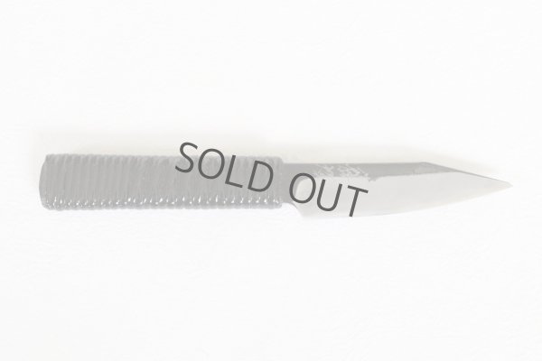 Photo11: Shokei Funaki Kurouchi white 2 steel Lacquer wisteria string cord handle Tanto Fixed Blade Knife 95mm