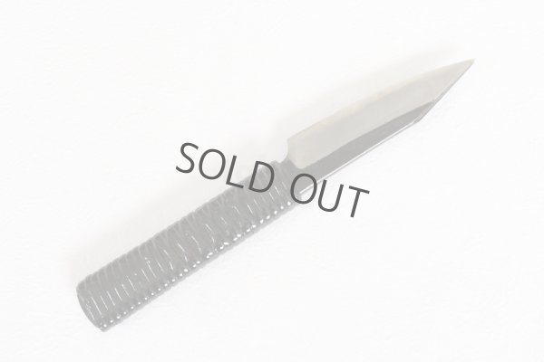 Photo10: Shokei Funaki Kurouchi white 2 steel Lacquer wisteria string cord handle Tanto Fixed Blade Knife 95mm